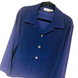 Vintage Chicos 3 Womens L XL Purple Faux‎ Suede Jacket Top USA Boxy Relaxed 3/4